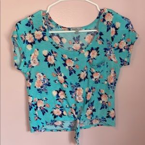 Blue Floral Crop Top
